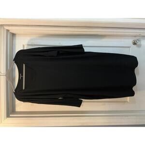 Eileen Fisher Black Jersey Dress Asymmetric V-Neck GUC